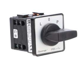 Łącznik krzywkowy 16A zmiana kierunku obrotów L-O-P pulpitowy czoło szare pokrętło czarne SK16-3.8368P03