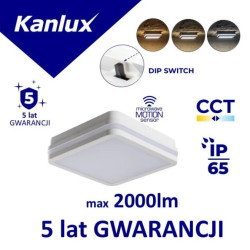 Plafoniera LED z czujnikiem BENO 12-18W CCT-L-SEW max 2000lm 3000-4000K ciepła/neutralna IP65 IIkl. 5 lat gwar. biały 38775