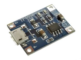 Moduł rozszerzeniowy; ładowarka baterii (li-ion); TP4056-MDL-micro  ; 4,5÷5,5 V; 4,2V; 1000mA; gniazdo microUSB; zmienny prąd ła