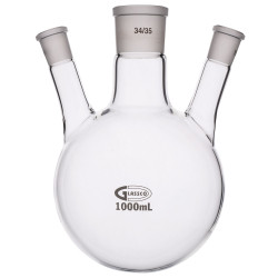 Glassco Round Bottom Flask Three Necks 1000ml Centre Neck 34/35 Angled 19/26