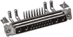 Złącze D-Sub 2 (zasilające/koncentryczne), 5 (sygnałowych)-pinowe Żeński Kąt Proste Przewlekany Złoto na niklu