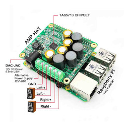 Raspberry Pi HAT Audio Hat HiFi AMP ze wzmacniaczem 25 w Raspberry Pi rozmiar HAT 52Pi