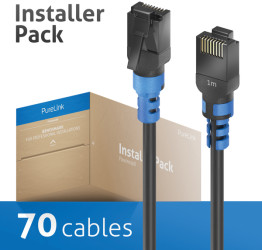 FI-PC100-010-PCK Patch cable, Cat.6a, U/UTP, black, 1 m, 70 pieces