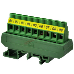 Slim DIN Rail Mount 30A/300V 1x9 Position Screw Terminal Block Distribution Module.