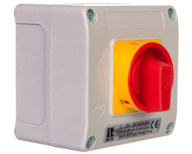 Łącznik krzywkowy 0-1 7P 10A w obudowie OB11 z czołem zamykanym żółto/czerwonym SK10-4.8240OB11ZC
