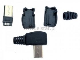 USB micro typu B kątowy, montowany na kabel