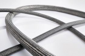 Metal braided sleeve, inner Ø 6 mm, range 5-10 mm, black/silver, halogen free, -40 to 175 °C, 173-00600