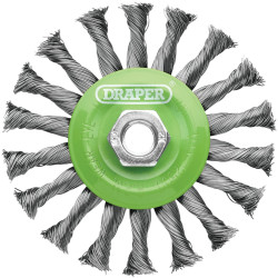 Draper 08061 Stainless-Steel Twist-Knot Flat Wire Wheel Brush, 115mm, M14