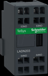 LADN203 Auxiliary switch block, TeSys D, 2 NO, spring-loaded connection
