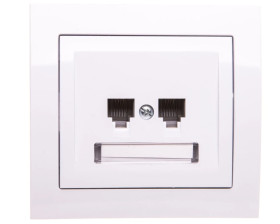 KIER Gniazdo telefoniczne podwójne RJ11 niezależne białe GPT-2WN/00