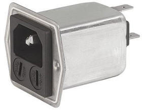 IEC plug C14, 50 to 60 Hz, 8 A, 250 VAC, 1.2 W, 400 µH, faston plug 6.3 mm, 5707.0801.313