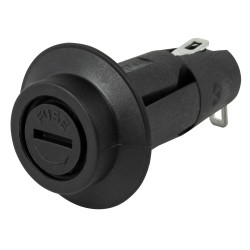 Oprawa bezpiecznikowa montowana w tablicach Montaż panelowy rozmiar: 5 x 20mm 6.3A 250V ac Blokada zatrzaskowa RS PRO