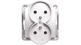 Impresja Gniazdo Podwójne Z/U Srebrne Gp-2Yrz/M/18