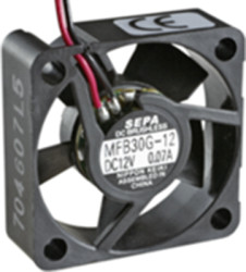 DC axial fan, 5 V, 30 x 30 x 10 mm, 6.8 m³/h, 21 dB, ball bearing, SEPA MFB30G05