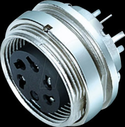 09 0474 90 08 Flange socket M16, series 680, 8-pin, unshielded, screwable, IP4