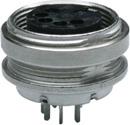 Panel socket, 2 pole, THT, screw locking, straight, 09 0304 90 02