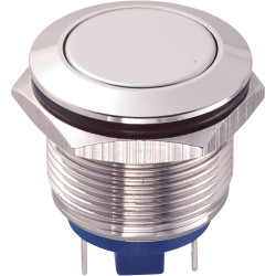 Zip Switch 19mm Vandal Resistant 36V DC 2A Flat Nickel Plated Pin Terminal