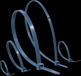 Cable tie, PP with metal particles, (L x W) 201 x 4.7 mm, bundle-Ø 10 to 50 mm, blue, -40 to 85 °C, 111-01386