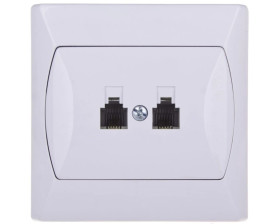 AKCENT Gniazdo telefoniczne podwójne RJ11 niezależne białe GPT-2AN/00