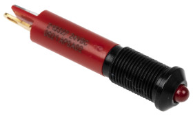 Lampka kontrolna do montażu panelowego 24V dc, czerwona 6mm LED Czarny Końcówka lutownicza RS PRO