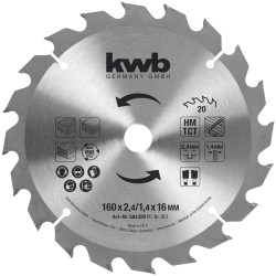 kwb 584359 Circular Saw Blade 160x16mm Carbide tipped for Wood cuts