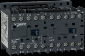 Reversing contactor, 3 pole, 6 A, 400 V, 3 Form A (N/O), coil 24 VDC, screw connection, LP2K0601BDTQ