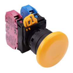 YW1B-A4E11Y Yellow 22mm Mushroom Maintained Push Button Switch 1NO-1NC IP65 IDEC