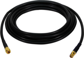 Coaxial cable, RP-SMA plug (straight) to RP-SMA jack (straight), 50 Ω, CFD200, grommet black, 5 m, WL0101