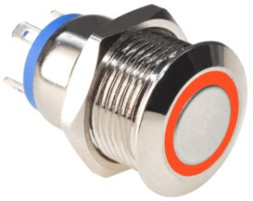 Przełącznik monostabilny RING 12mm czerwony 12-24V