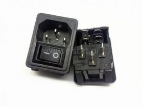 Gniazdo męskie zasil. 3 PIN + wyłącznik