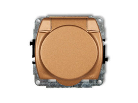 TREND Gniazdo hermetyczne z uziemieniem (klapka złoty metalik przesłony torów prądowych) złoty metalik 8GPB-1zp KARLIK