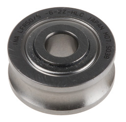 Rolka prowadząca, Rolka toru, śr: 17mm, dł: 8mm, otwór: 5mm, Stal