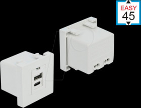 81313 Easy 45 module USB charging port 1 x USB type a + 1 x USB type C