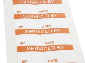 Etykieta samoprzylepna z nadrukiem tekst Serviced By 140 szt. RS PRO Klej