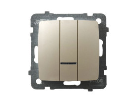 KARO Wyłącznik potrójny z podświetleniem niebieskim IP-20 zaciski gwintowe ecru perłowy ŁP-13SS/m/42 OSPEL