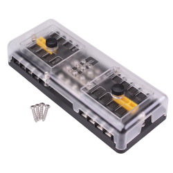 16 Way Dual Battery Standard Blade Fuse Box + Negative Busbar 100A