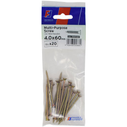 ForgeFix FPKMPS460Y Multi-Purpose Pozi Screw CSK ST ZYP 4.0 x 60mm ForgePack 20