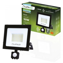 Naświetlacz LED ZUNA2 50W 4500lm 6500K IP44 Czarny Czujnik Ruchu LUMILED