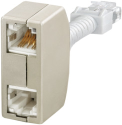 T-adapter, RJ45 plug to 2 x RJ45 socket, straight, Cat 5, 8808400000