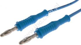 2010-100-BL Przewód z 2 wtykami prostymi Ø4mm, PVC 0,75mm2 w podwójnej izolacji, dł. 100 cm, niebieski, ELECTRO-PJP, 2010-100BL