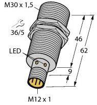Turck Czujnik indukcyjny podtynkowy PNP, Przełącznik BI20U-M30-VP6X-H1141