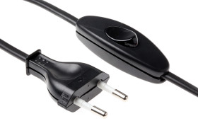 Przewód z przełącznikiem złącze A: IEC C7 złącze B: Wolne końcówki 2m 2,5 A 250 V 0,75 mm2 Czarny