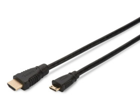 Kabel połączeniowy miniHDMI Highspeed 1.3 GOLD Typ HDMI A/HDMI C, M/M czarny 2m AK-330106-020-S AK-330106-020-S