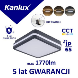 Plafoniera LED BENO 12-18W CCT-L G min 1100lm max 1770lm 3000-4000K ciepła/neutralna IP65 IIkl. 5 lat gwar. grafitowy 38787