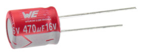 Kondensator 220μF ±20% 16V dc THT 10mΩ Wurth Elektronik