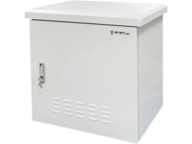 Zewnętrzna szafka rack IP55, wisząca 19 6U 600x450, 4 belki nośne, 4 przepusty kablowe, kolor szary