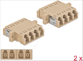 86540 Optical Fiber Coupler LC Quad/LC Quad female 2 pieces beige