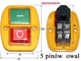 Wył. elektromag. 1F DZ-6D-2 c:250V 15A 5p owalny