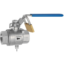 Stainless steel ball valve, L 54.4 mm, 17 bar, stainless steel, for pipe systems, 151731