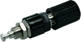 Pole terminal, 4 mm, black, 33 VAC/70 VDC, 36 A, solder connection/cable lug, nickel-plated, POL 6718 NI / SW